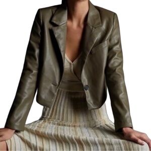 Anthropologie + ALEC LES FILLES Vegan Leather Crop Blazer NWT